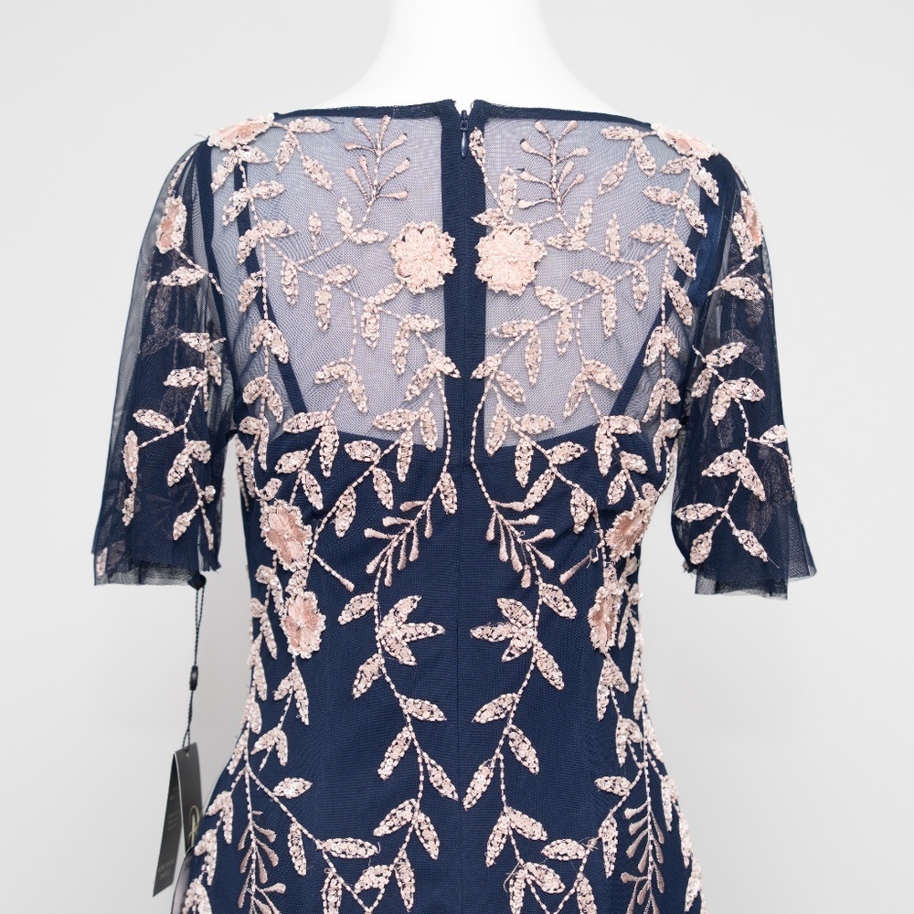 Adrianna Papell Beaded Flutter Sleeve Dress - Picture 13 of 16